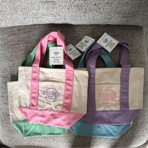 Trader Joe's Pastel Canvas Tote Bag Set of 4